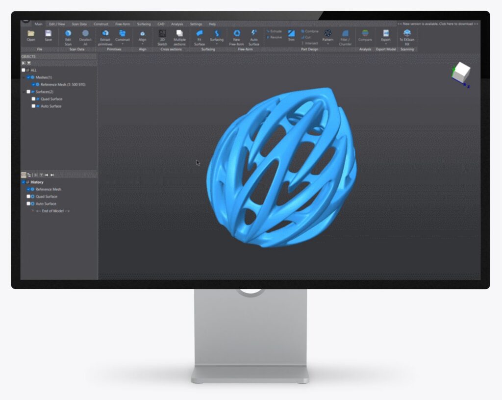 Shining3D EXModel – Auto-Surfacing am Bildschirm