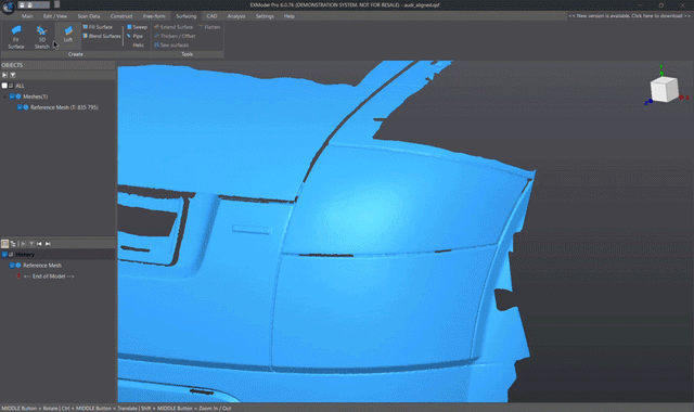 Shining3D EXModel Pro – 3D-Skizzen und Füllflächen
